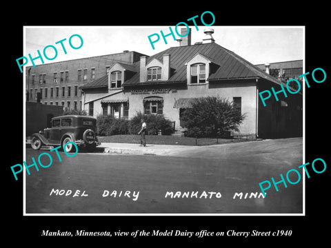 OLD LARGE HISTORIC PHOTO OF MANKATO MINNESOTA, THE MODEL DAIRY OFFICE c1940