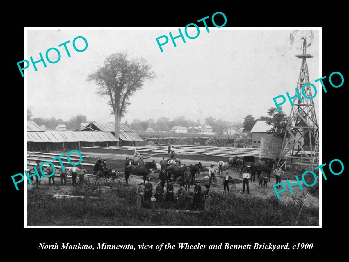 OLD LARGE HISTORIC PHOTO OF NORTH MANKATO MINNESOTA, THE W&B BRICKYARD c1900