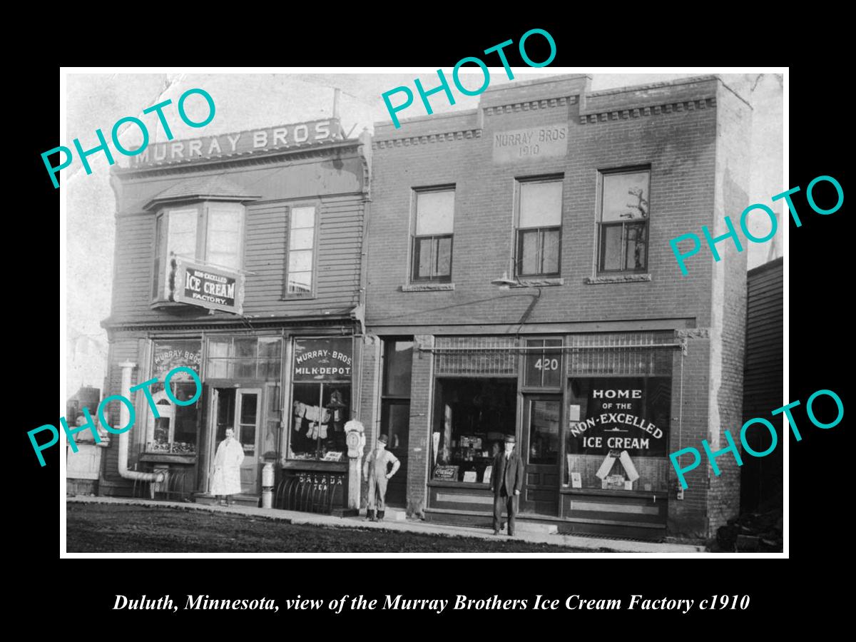 OLD LARGE HISTORIC PHOTO OF DULUTH MINNESOTA, MURRAY Bros ICE CREAM STORE c1910