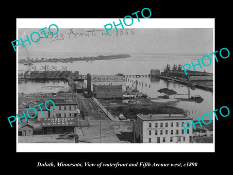 OLD LARGE HISTORIC PHOTO OF DULUTH MINNESOTA, VIEW OF THE WATERFRONT c1890