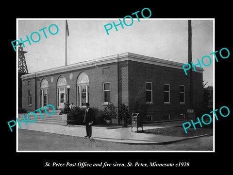 OLD LARGE HISTORIC PHOTO OF St PETER MINNESOTA, VIEW OF THE POST OFFICE c1920