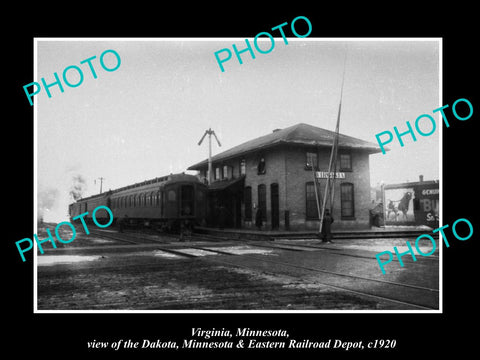 OLD LARGE HISTORIC PHOTO OF VIRGINIA MINNESOTA THE RAILROAD DEPOT STATION 1920 1