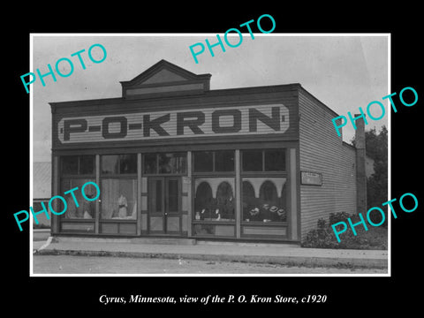 OLD LARGE HISTORIC PHOTO OF CYRUS MINNESOTA, VIEW OF THE KRON STORE c1920