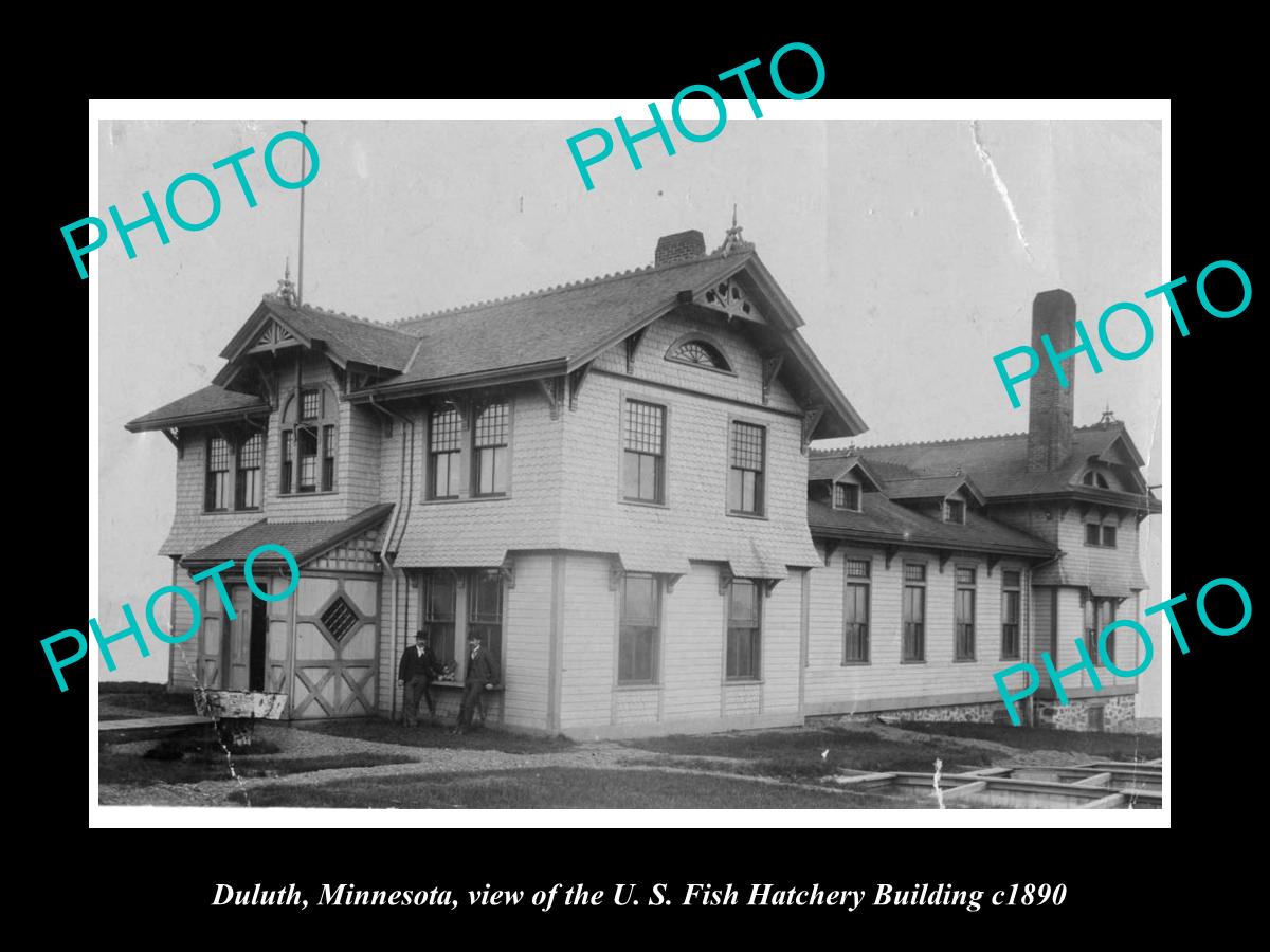 OLD LARGE HISTORIC PHOTO OF DULUTH MINNESOTA, THE US FISH HATCHERY BUILDING 1890