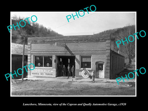 OLD LARGE HISTORIC PHOTO OF LANESBORO MINNESOTA, THE TOWN MOTOR GARAGE c1920