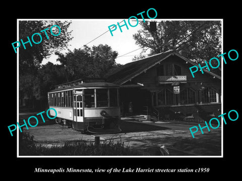 OLD HISTORIC PHOTO OF MINNEAPOLIS MINNESOTA LAKE HARRIET STREET CAR STATION 1950