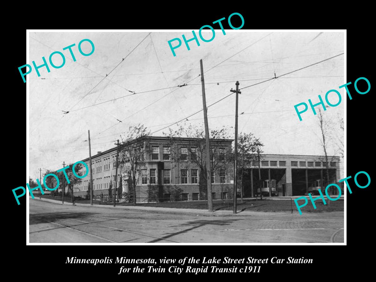 OLD HISTORIC PHOTO OF MINNEAPOLIS MINNESOTA, THE LAKE STREET CAR STATION 1911