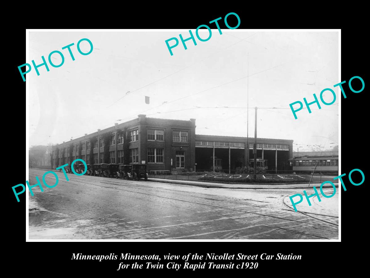 OLD HISTORIC PHOTO OF MINNEAPOLIS MINNESOTA, NICOLLET STREET CAR STATION 1920