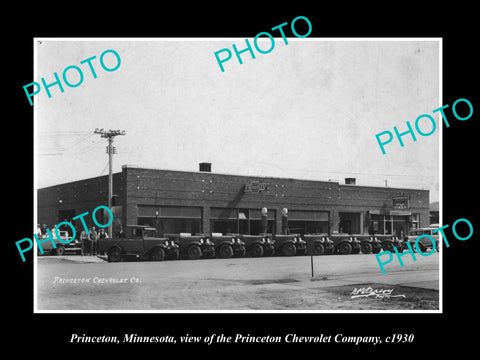 OLD LARGE HISTORIC PHOTO OF PRINCETON MINNESOTA, CHEVROLET MOTOR GARAGE c1930