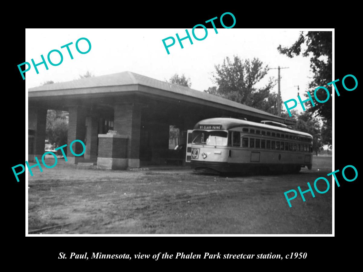 OLD LARGE HISTORIC PHOTO OF ST PAUL MINNESOTA, PHALEN PARK RAIL STATION c1950