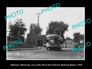 OLD LARGE HISTORIC PHOTO OF STILLWATER MINNESOTA, ELECTRIC RAILWAY STATION c1930