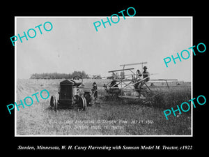 OLD LARGE HISTORIC PHOTO OF STORDEN MINNESOTA, THE SAMSON MODEL M TRACTOR 1922 1