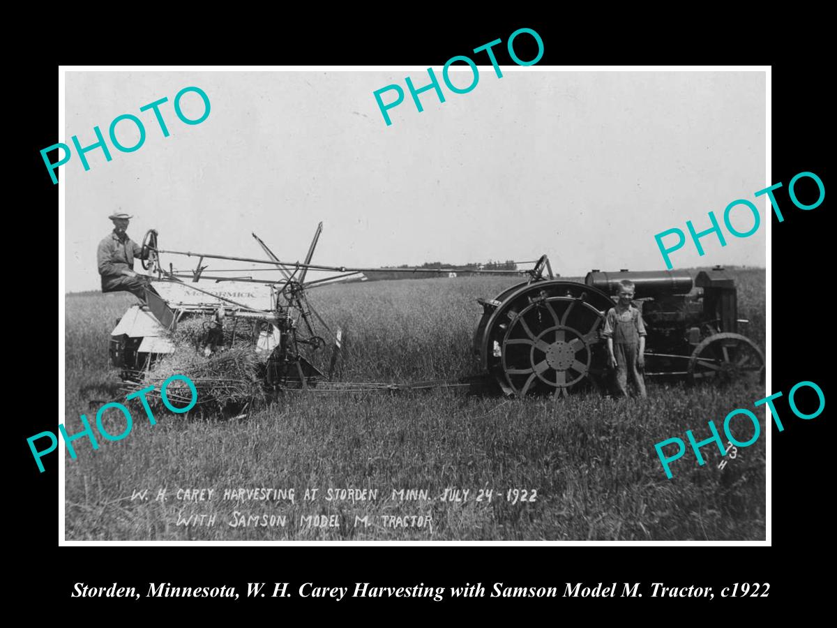 OLD LARGE HISTORIC PHOTO OF STORDEN MINNESOTA, THE SAMSON MODEL M TRACTOR 1922 2