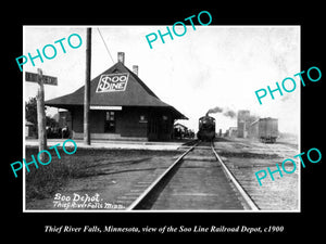 OLD LARGE HISTORIC PHOTO OF THIEF RIVER FALLS MINNESOTA THE RAILROAD DEPOT c1900