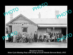 OLD HISTORIC PHOTO OF BATESFORD VICTORIA, HUNTING PARTY AT DERWENT HOTEL c1915