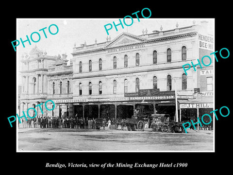 OLD LARGE HISTORIC PHOTO OF BENDIGO VICTORIA, THE MINING EXCHANGE HOTEL c1900