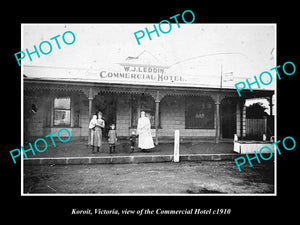 OLD LARGE HISTORIC PHOTO OF KOROIT VICTORIA, VIEW OF THE COMMERCIAL HOTEL c1910