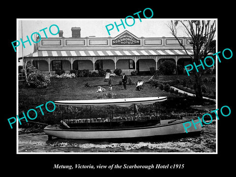 OLD LARGE HISTORIC PHOTO OF METUNG VICTORIA, VIEW OF THE SCARBOROUGH HOTEL c1915