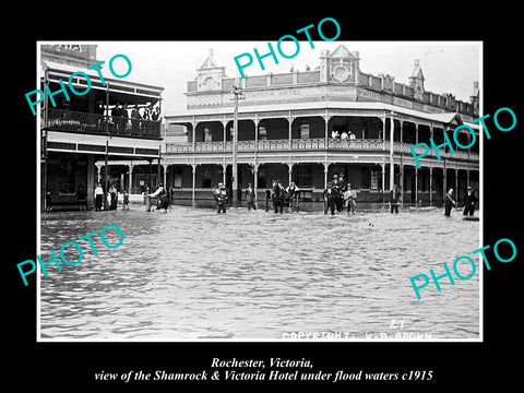 OLD LARGE HISTORIC PHOTO OF ROCHESTER VICTORIA, HOTELS UNDER FLOOD WATERS c1915