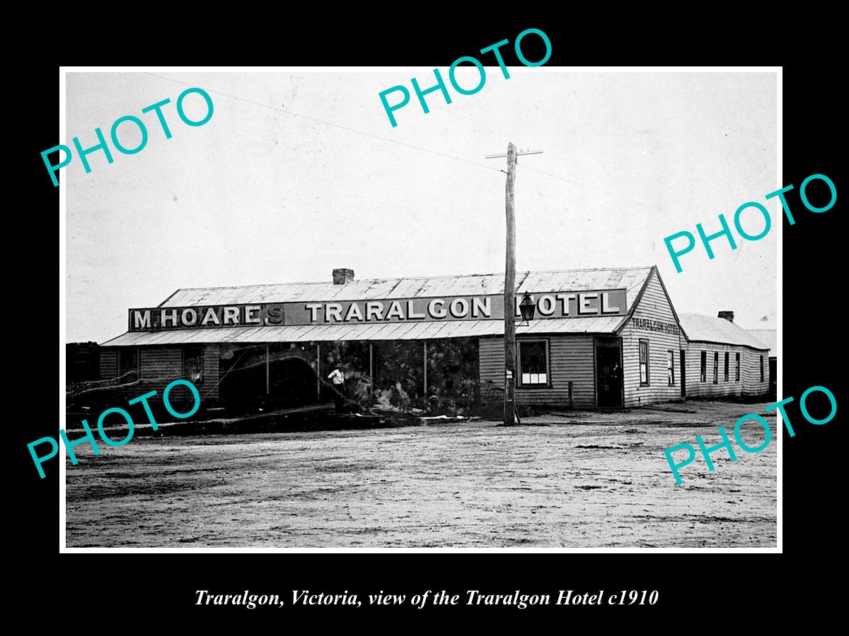 OLD LARGE HISTORIC PHOTO OF TRARALGON VICTORIA, VIEW OF TRARALGON HOTEL c1910