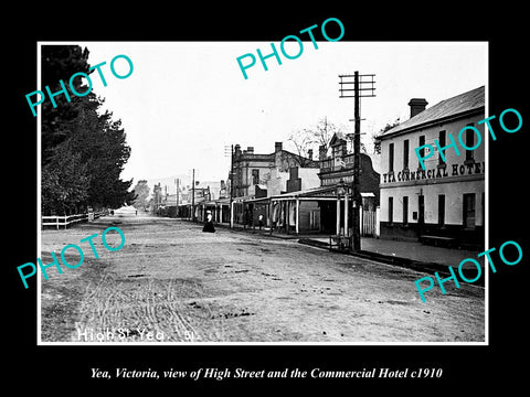 OLD LARGE HISTORIC PHOTO OF YEA VICTORIA, VIEW OF THE HIGH STREET STORES c1910 1