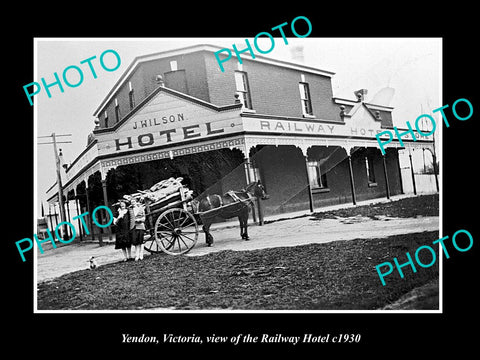 OLD LARGE HISTORIC PHOTO OF YENDON VICTORIA, VIEW OF THE RAILWAY HOTEL c1920