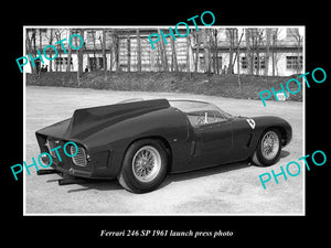 OLD LARGE HISTORIC PHOTO OF 1961 FERRARI 246 SP CAR LAUNCH PRESS PHOTO 1