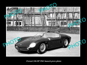 OLD LARGE HISTORIC PHOTO OF 1961 FERRARI 246 SP CAR LAUNCH PRESS PHOTO 2