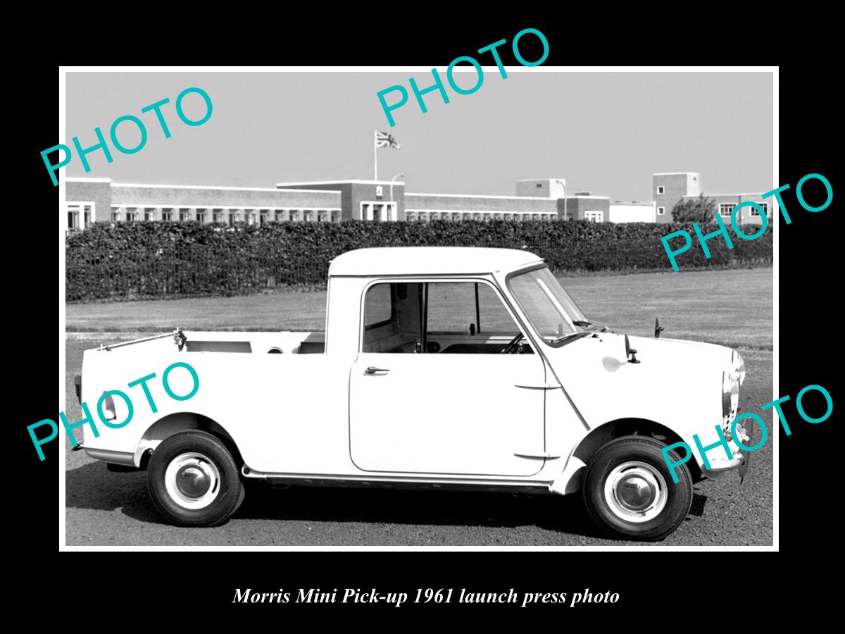 OLD LARGE HISTORIC PHOTO OF 1961 MORRIS MINI PICK UP CAR LAUNCH PRESS PHOTO