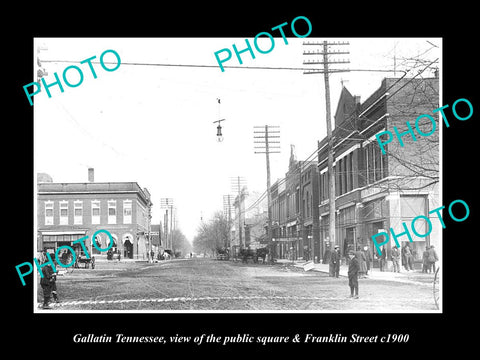 OLD LARGE HISTORIC PHOTO OF GALLATIN TENNESSEE, VIEW OF FRANKLIN STREET c1900