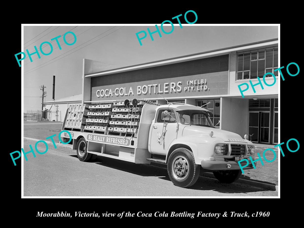 OLD LARGE HISTORIC PHOTO OF MORRABBIN VICTORIA, THE COCA COLA TRUCK c1960