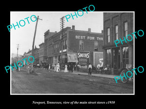 OLD LARGE HISTORIC PHOTO OF NEWPORT TENNESSEE, THE MAIN STREET & STORES c1910