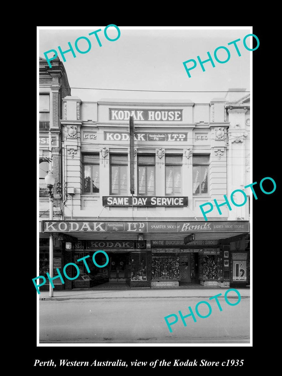 OLD LARGE HISTORIC PHOTO OF PERTH WEST AUSTRALIA, THE KODAK PHOTOS STORE c1935