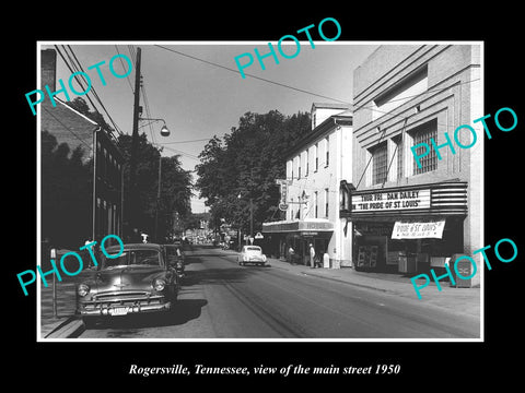 OLD LARGE HISTORIC PHOTO OF ROGERSVILLE TENNESSEE, VIEW OF THE MAIN STREET c1950