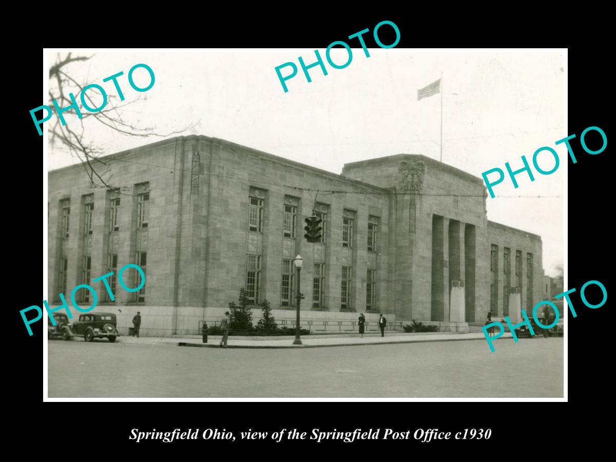 OLD LARGE HISTORIC PHOTO OF SPRINGFIELD OHIO, VIEW OF THE POST FFICE c1930