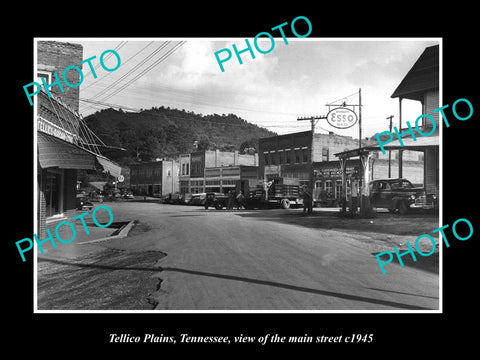 OLD LARGE HISTORIC PHOTO OF TELLICO PLAINS TENNESSEE, THE MAIN STREET c1945