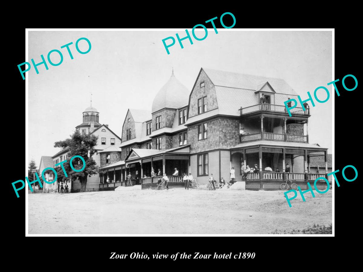 OLD LARGE HISTORIC PHOTO OF ZOAR OHIO, VIEW OF THE ZOAR HOTEL c1890