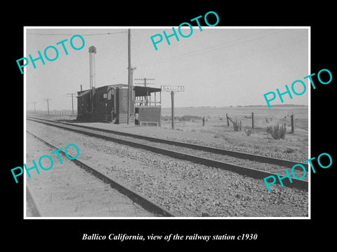 OLD LARGE HISTORIC PHOTO OF BALLICO CALIFORNIA, THE RAILWAY DEPOT STATION c1930