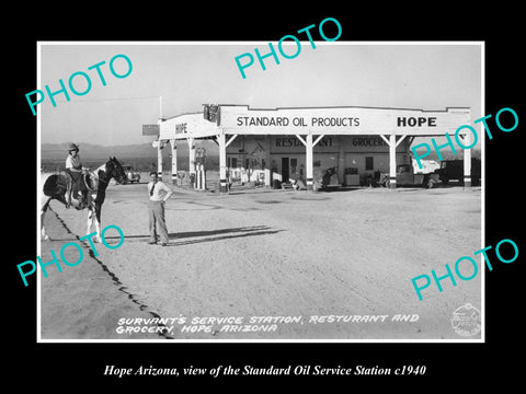 OLD LARGE HISTORIC PHOTO OF HOPE ARIZONA, THE STANDARD OIL GAS STATION c1940