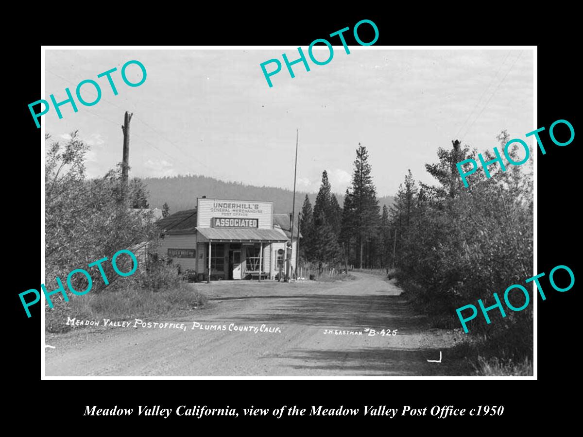 OLD LARGE HISTORIC PHOTO OF MEADOW VALLEY CALIFORNIA, THE POST OFFICE c1950