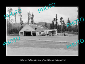 OLD LARGE HISTORIC PHOTO OF MINERAL CALIFORNIA, VIEW OF THE MINERAL LODGE c1950