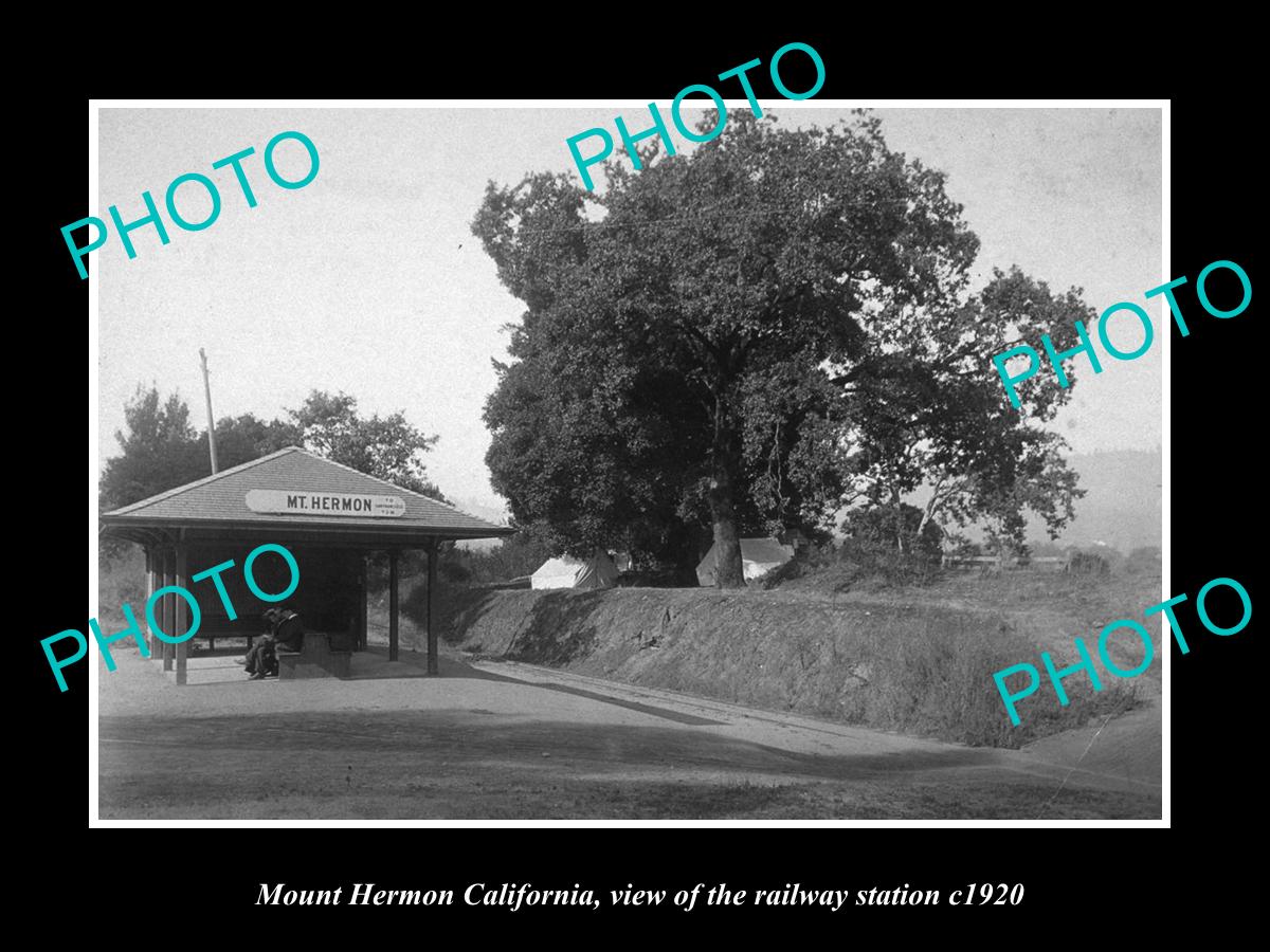 OLD LARGE HISTORIC PHOTO OF MOUNT HERMON CALIFORNIA, THE RAILWAY DEPOT c1920