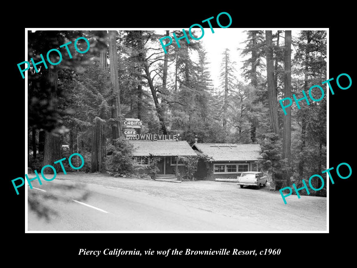 OLD LARGE HISTORIC PHOTO OF PIERCY CALIFORNIA, THE BROWNIEVILLE RESORT c1960