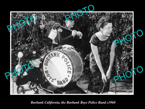 OLD LARGE HISTORIC PHOTO OF BURBANK CALIFORNIA, BURBANK BOYS POLICE NAND c1960 1