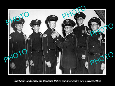 OLD LARGE HISTORIC PHOTO OF BURBANK CALIFORNIA, BURBANK POLICE COMMISSION c1960