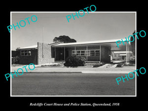 OLD LARGE HISTORIC PHOTO OF REDCLIFFE COURT & POLICE STATION c1958 QUEENSLAND