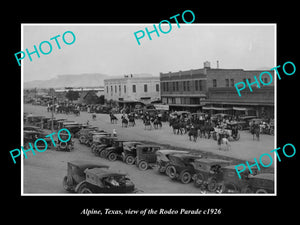 OLD LARGE HISTORIC PHOTO OF ALPINE TEXAS, VIEW OF THE RODEO PARADE c1926