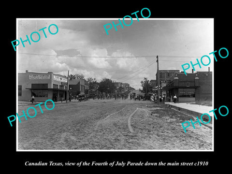 OLD LARGE HISTORIC PHOTO OF CANADIAN TEXAS, MAIN STREET 4th JULY PARADE c1910