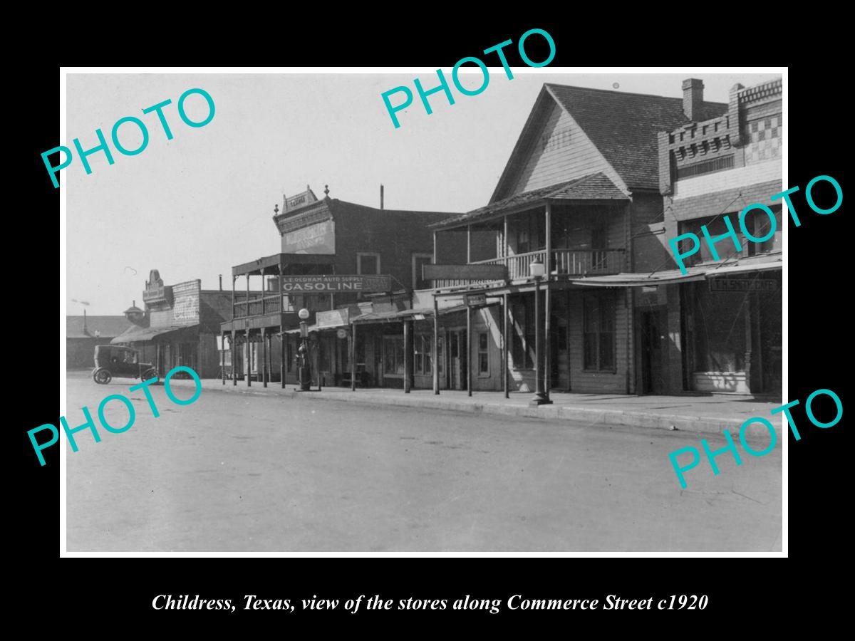 OLD LARGE HISTORIC PHOTO OF CHILDRESS TEXAS, VIEW OF COMMERCE STREET c1920