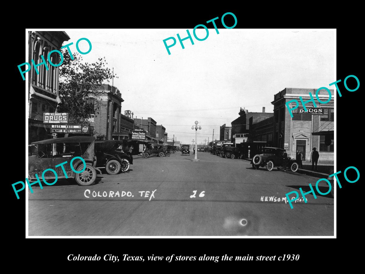 OLD LARGE HISTORIC PHOTO OF COLORADO CITY TEXAS, THE MAIN STREET & STORES c1930